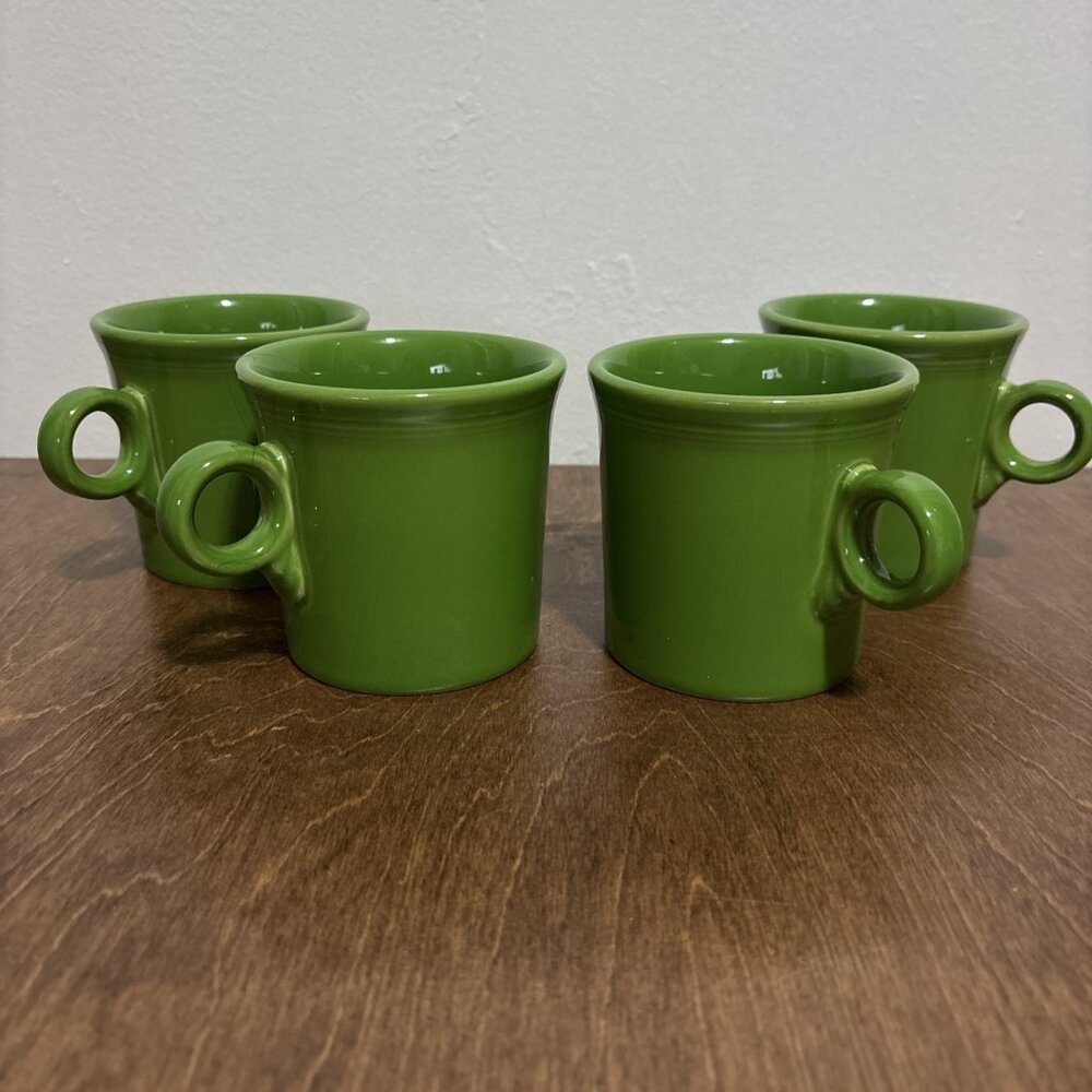 4 Fiesta Ware Shamrock Green Mug Ring‎ Handle Homer Laughlin Ceramic HLC Coffee